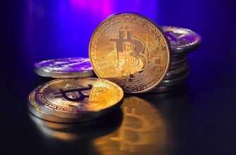 a pile of bitcoins sitting on top of a table