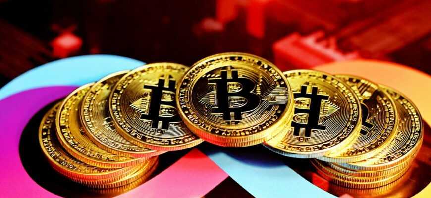 a pile of bitcoins sitting on top of each other