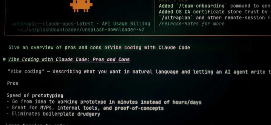 Computer screen displaying code and text