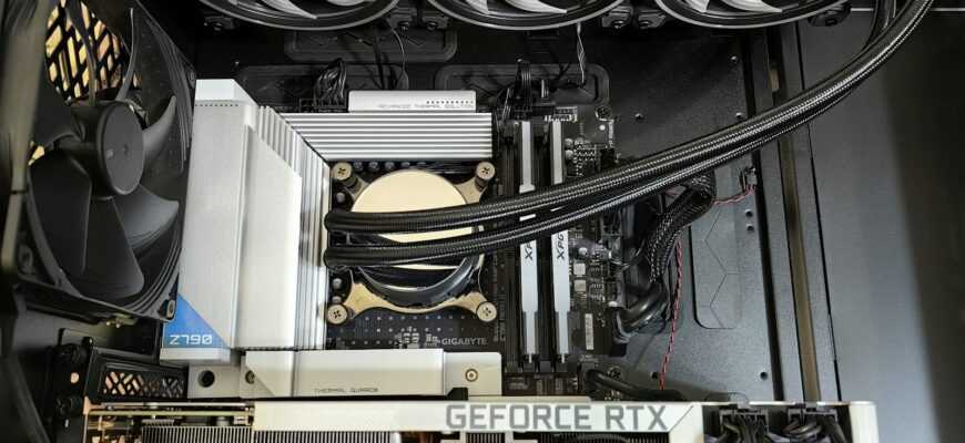 a close up of a computer case with fan blades